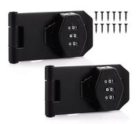 LOPYXBR 2Packs Cabinet Password Hasp Locks, 82 x 41mm Combination Cabinet Password Rotary Hasp Locks, Black Zinc Alloy Shed Door Lock for Small Garden, Barn Door, Bathroom, Outdoor (3Inch)