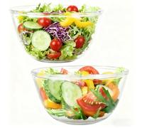 LOPYXBR 2PCS Glass Mixing Bowl for Baking 800ML Glass Salad Bowl, Clear Glasses Bowls for Cooking, Kitchen, Pyrex Bowls for Oven, Microwave, Dishwasher Safe
