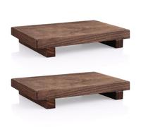 LOPYXBR 2PCS Wooden Riser Tray 23x15x3.8cm Small Wooden Tray with Legs, Soap Dispenser Tray Wood Display Stand Kitchen, Wood Riser Stand for Spice Bottles Candles Jewelry Soap Decor