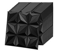 LOPYXBR 30 Packs 3D Wall Panels Black 30x30CM Peel and Stick Wall Moulding Panels Black 3D Walls Cladding, PVC Wall Panel Self Adhesive for Gaming Living Room TV Background, 11.8 x11.8 inch