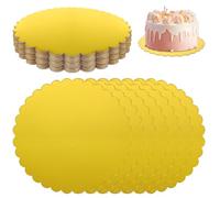 LOPYXBR 35PCS 10 inch Gold Round Cake Board - 2mm Thick Reusable Base Card for Wedding, Birthday Treats, Celebration Cakes, Tiers, Cupcakes