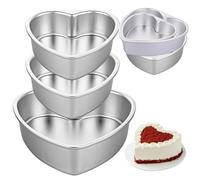 LOPYXBR 3PCS Heart Shaped Cake Tin 6 Inch & 8 Inch Heart Cake Tin, Aluminium Cakes Pan with Removable Bottom, Love Hearts Cakes Tins for Baking, Bakeware, Wedding, Birthday