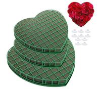 LOPYXBR 3PCS Heart-Shaped Floral Foam Block, 30x30CM & 20x20CM Flower Foam Block with Tray, Green Foams for Flowers Heart Shape Florist Foams for Wedding Valentines Day Decorations