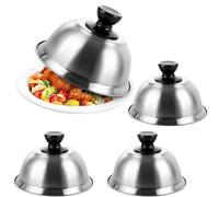 LOPYXBR 4 PCS Burger Cheese Melting Dome, 16x10CM Smash Burger Basting Cover, Stainless Steel BBQ Burgers Cover, Cheese Melting Food Domes for Griddle Kitchen Grill Camping Picnic