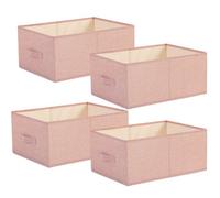 LOPYXBR 4 PCS Fabric Storage Baskets, 41 x 24 x 17 CM Wardrobe Storage Boxes, Pink Fabric Storages Baskets for Shelves, Foldable Storages Box with Handles, Clothes Drawer Organisers for Clothes, Toys