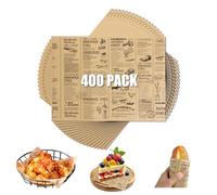 LOPYXBR 400PCS Greaseproof Paper Sheets, 38 x 28cm/15 x 11inch Food Wrapping Papers, Fish and Chip Papers Sheets, Old Newspaper Style Burger Paper Sheet for Fish Chip Burger Sandwich Wrapping (Brown)