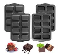 LOPYXBR 4PCS Mini Loaf Tins 8-Cavity, 36x24x3.5CM Mini Loaf Baking Tin for Baking, Small Loaf Tins for Bakings Non Stick, Carbon Steel Rectangular Muffin Tin for Brownie Cake (Black,8-Cavity)