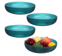 LOPYXBR 4PCS Plastic Fruit Bowls 25CM Large Green Fruit Bowl Stylish Designed Fruit Basket for Kitchens Durable Decorative Bowl