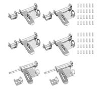 LOPYXBR 6Pcs Slide Gate Latch Bolt Lock for Gate 4 Inch, Silver Slide Lock for Door, Stainless Steel Gates Latch Bolt Door Lock with Screws for Wooden Gates, Outdoor Garden Shed Locks(4 Inch)