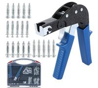 LOPYXBR 72PCS Hollow Wall Anchor Setting Tool，M4/M5 Cavity Wall Fixings Kit for Plasterboard Heavy Duty, Blue Metal Plaster Board Rivet Gun Set, Plasterboard Anchor Fixings Kit with Carry Case