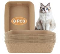 LOPYXBR 8 PCS 16.3 x 12.8 x 3.7 Inch Disposable Litter Boxes for Cats Paper Cat Litter Box Disposable Kitty Litter Boxes Portable Paper Litter Tray for Small Animals, Rabbits, Guinea Pigs, or Travel