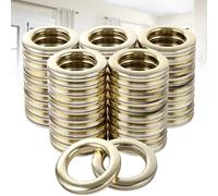 LOPYXBR 80 Packs Gold Curtain Rings with Eyelets, 42mm Inner Round Plastic Curtain Eyelet Rings, Round Silencing Curtains Eyelet Kit for Window, Shower, Locker Room Curtains(Gold, 80Pcs)