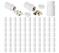 LOPYXBR 80PCS 50ml Pill Bottles Empty with Caps White Medicine Bottles HDPE Wide Mouth Small Pill Bottles for Vitamins Capsules Travel Storage