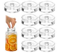 LOPYXBR 9 Packs Fermentation Weights, 7cm Glass Weights for Fermenting, 200G Clear Fermenting Weights with Easy-Grip Handle and Functional Gap, Fermentation Kit for Wide Mouth Jars(7cm)
