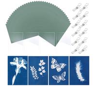 LOPYXBR 96 Sheets A5 Cyanotype Paper Kit 21x14.8CM Premium Sun Print Paper Kit with Acrylic Panel and 12 Clips, Blue Light Sensitive Papers Solar Printing Papers for Artistic Creation DIY Projects