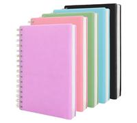 LOPYXBR A5 Spiral Notebook 5 Pack, A5 Notebook Spiral Bound Lined, 320 Pages Wirebound Notebooks with Thick 100gsm Paper, PVC Cover for Office Work Notes (21.2 x 14.7 cm, 5 Assorted Colours)