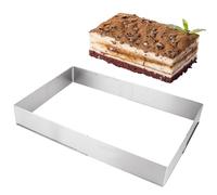 LOPYXBR Adjustable Rectangle Cake Tin 30x20cm-56x36cm Extendable Square Baking Tin Stainless Steel Square Cake Tins for Baking, Mousse, Desserts (7.8cm High)