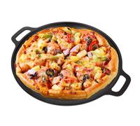LOPYXBR Cast Iron Pizza Pan 12 Inch/30cm Cast Iron Skillet Pan with Handle, Pre-Seasoned Round Casts Irons Griddle Pans for Tortillas, Baking Stove, Grill BBQ and Camping, Oven Safes
