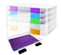 LOPYXBR Pack of 6 Portable A4 Archive Boxes, 31.5 x 25 x 3 cm, Transparent Plastic Document Box, Stackable Multifunctional Office Supplies, Storage Box for Documents, Letters, Scrapbooks