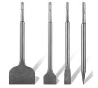 LOPYXBR SDS Plus Bits Set of 4,Concrete Chisel for SDS Plus 10 Inch SDS Plus Chisel with Point Flat Tile Wide Chisels, SDS Chisel Bit Tile Chisel for Masonry, Concrete, Brick, Stone