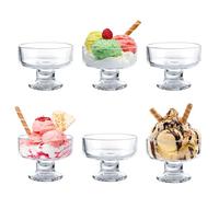 LOPYXBR Small Ice Cream Bowls Glass Set of 6, 189ml Clear Glass Dessert Cups, Mini Bowls 4 Inch Glasses Bowl Milkshake Glasses for Desserts, Pudding, Appetizer Cocktail Dishes(6Pcs,189ml)
