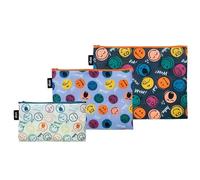 LOQI SMILEY Boys and Girls Recycled Zip Pockets, Travel Pouches