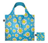 LOQI Smiley Flowers Aquarius Recycled Bag, Aqua Blue, Contemporary, Aqua Blue, Contemporary