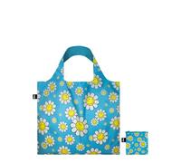 LOQI Smiley Flowers Aquarius Recycled Small Bag, Aqua Blue, Contemporary