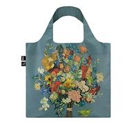LOQI Vincent Van Gogh - VGM 50th Anniversary Bouquet/Flower Pattern Blue Canvas Recycled Bag