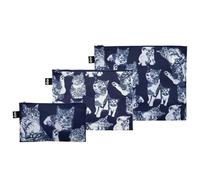 LOQI Zip Pocket Red Poppy Bee - Cats Recycled, Assorted Pack of 3 Pieces…, Multicolor, Multicolor, Contemporary, Multicolored, Contemporary