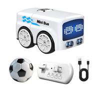 Loqifox Kids Interactive Remote Control Bus Toy Mini Car with Gesture Sensor, Smart Obstacle Avoidance, Expression LED Lights, Line Tracking Desktop RC Toy for Boys (White)