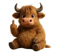 Loqifox Middle Finger Stuffed Animal Plush, Highland Cow Emotional Support Plushie, French Bulldog Middle Finger Toy, Soft Stress Relief Desk Decor for Adults, Office Prank Gift (C)