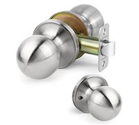 LOQRON Passage Door Knob, Nonlocking Ball Door Knob, Keyless Interior Round Doorknob for Right and Left Side Hallways, Closet, Consulting Rooms,Satin Nickel, 1Pack