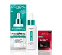 LOr?al Paris Bright Reveal 12% [Niacinamide + Amino Sulfonic + Ferulic] Dark Spot Serum 1oz + Moisturizer Sample