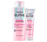 L'Or?al Paris Elvive Glycolic Gloss 200ml Shampoo + 150ml Conditioner with Glycolic Acid for Porous and Dull Hair - 2 Bottles