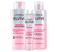 L'Or?al Paris Elvive Glycolic Gloss Conditioner 150ml + Shampoo 200ml + Lamination Treatment 5 Minutes 200ml Set for Dull and Porous Hair Intense and