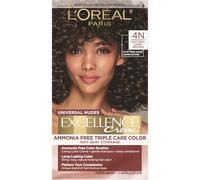 Excellence Universal Nudes Permanent Hair Colour, Ammonia Free Hair Dye for Covering Grey Hair, 4N Natural Dark Brown, 1 Set