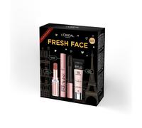 L'Or?al Paris Fresh Face Primer, Lipstick & Mascara Trio Gift Set Prime Lab 24H Pore Minimiser Primer, Hydrating Balm-In-Lipstick In 191 Nude Heaven &