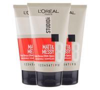 L'Or?al Paris Studio Line Matt&Messy Fibrous Paste Matt Effect Wild Look 8 Ultra Strong Hold - 3x 150ml Bottles