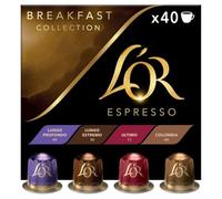 L'OR Espresso Breakfast Variety Box Coffee Pods x40, Light to Medium Roast, Nespresso Compatible