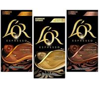 L'OR Espresso Chocolate, Vanilla and Caramel Flavour Coffee Pods X 3 (Pack of 3, Total 30 Capsules)