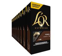 L'OR Espresso Coffee Cups Forza (100 Espresso Coffee Capsules, Suitable for Nespresso* Coffee Machines, Intensity 09/12, 100% Arabica Coffee, UTZ Certified), 10 x 10 cups