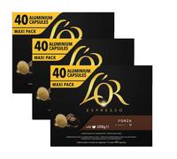 L'OR Espresso Coffee Forza Intensity 9 - Aluminium Coffee Capsules -3 Packs of 40 Capsules (120 Drinks)