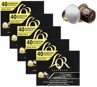 L'Or Espresso Coffee Onyx Intensity 12 - Nespresso* Compatible Aluminium Coffee Capsules - 5 Packs of 40 Capsules (200 Drinks)