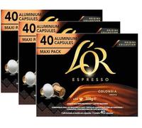 L'OR Espresso Colombia - Intensity 8 - Nespresso Compatible Aluminium Coffee Capsules - 120 Pods (3 x 40 Capsules)