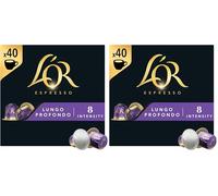 L'OR Espresso Lungo Profondo Coffee Pods x40 Intensity 8 (Pack of 2, Total 40 Capsules)
