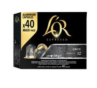 L'OR Espresso Onyx Coffee Pods x40 Intensity 12 (Pack of 1, Total 40 Capsules)