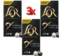 LOR Espresso Ristretto Coffee Capsules Pods 3 x Packs (30 Pods Total)