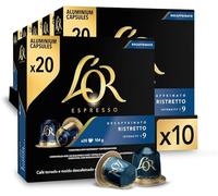 L'OR Espresso Ristretto Decaf Coffee Pods x 20 Intensity 9 (Pack of 10, Total 200 Capsules)