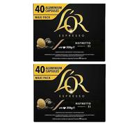 L'OR Espresso Ristretto Nespresso* Compatible Aluminium Coffee Capsules x40 (Pack of 2, Total 80 Pods)